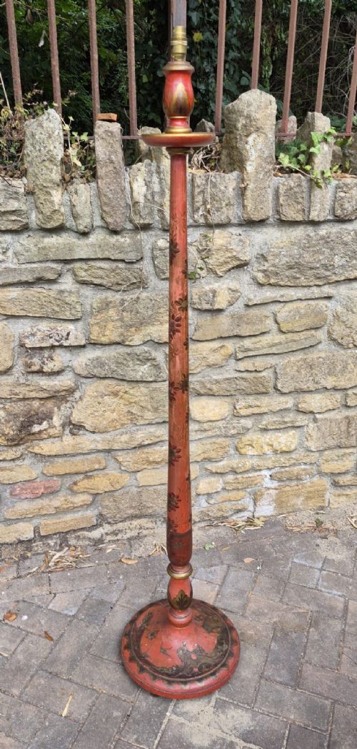 Edwardian Crimson Chinoiserie Standard Lamp