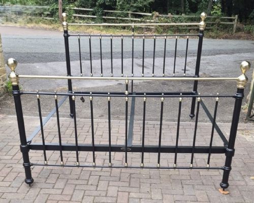 Victorian Super King Size Brass and Iron Bedstead