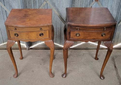 Pair of Queen Anne Style Walnut Bedsides