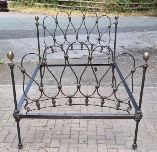 Victorian Large Single Curly Iron Bedstead