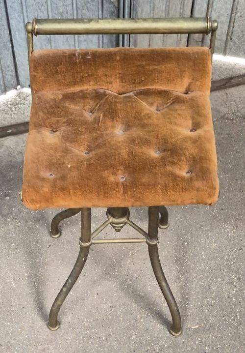 Victorian Harpists Brass Framed Upholstered Seat