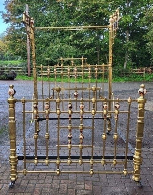 King Size Exhibition Quality Victorian Brass Half Tester Bedstead