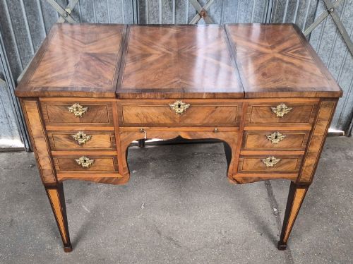 19th Century French Inlaid Kingwood and Walnut Poudreuse
