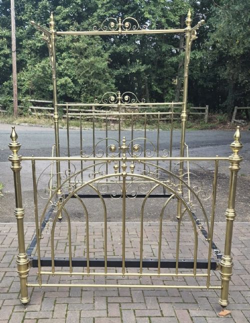 Victorian King Size Brass Half Tester Bedstead