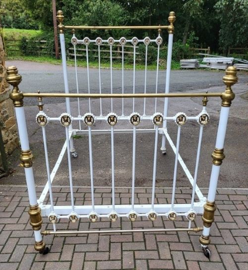 Double Victorian Ornate Brass and Iron Bedstead