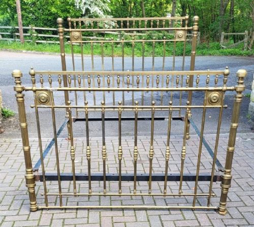Victorian Aesthetic Movement Large King Size Brass Bedstead