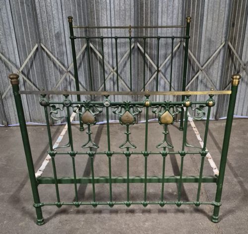 Victorian Double Size Art Nouveaux Brass and Iron Bedstead