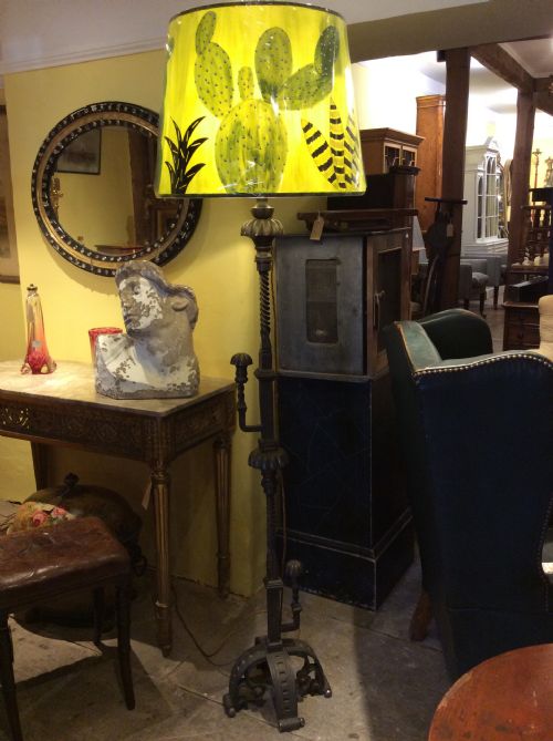 19thc Heavy Quality Brass Standard Lamp