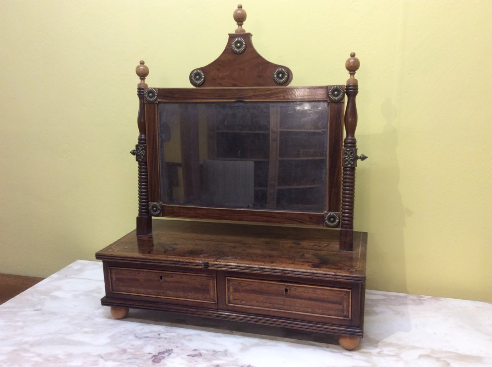 Regency Mahogany, Rosewwod and Yew wood dressing table mirror.