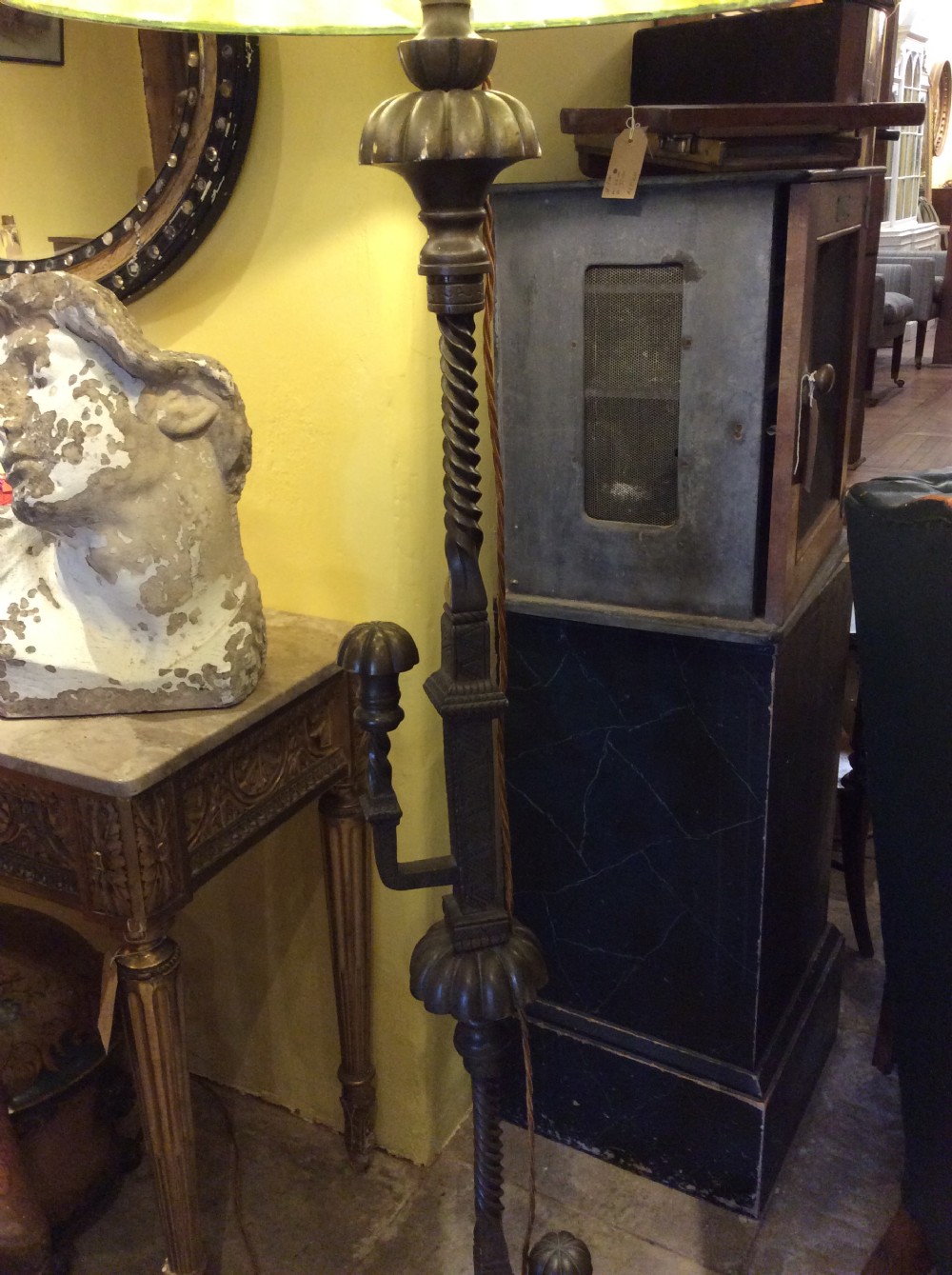 19thC heavy quality brass standard lamp View III