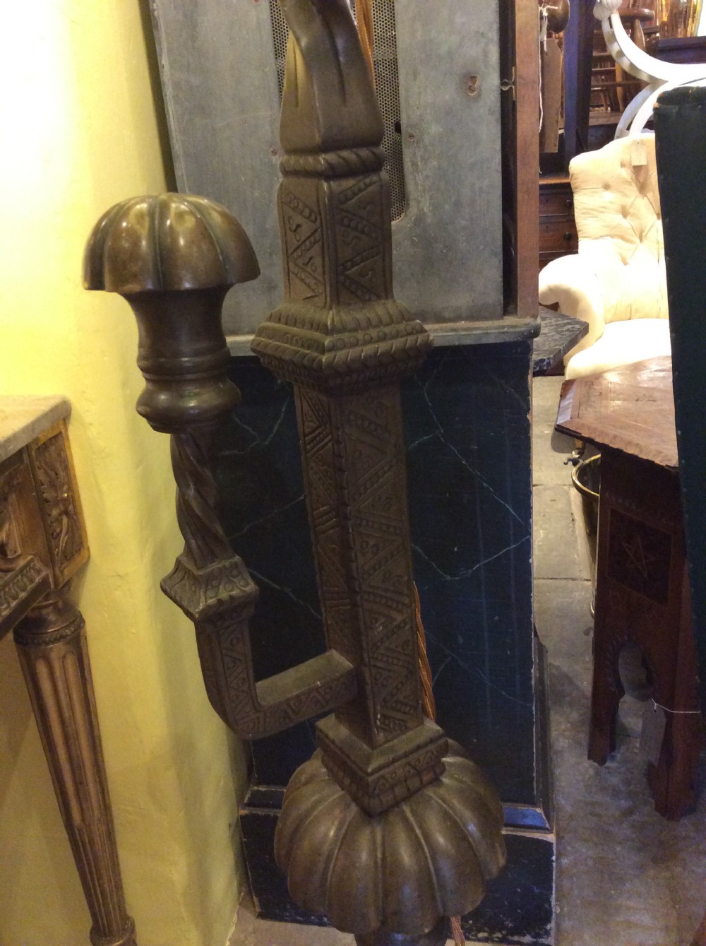 19thC heavy quality brass standard lamp View VI