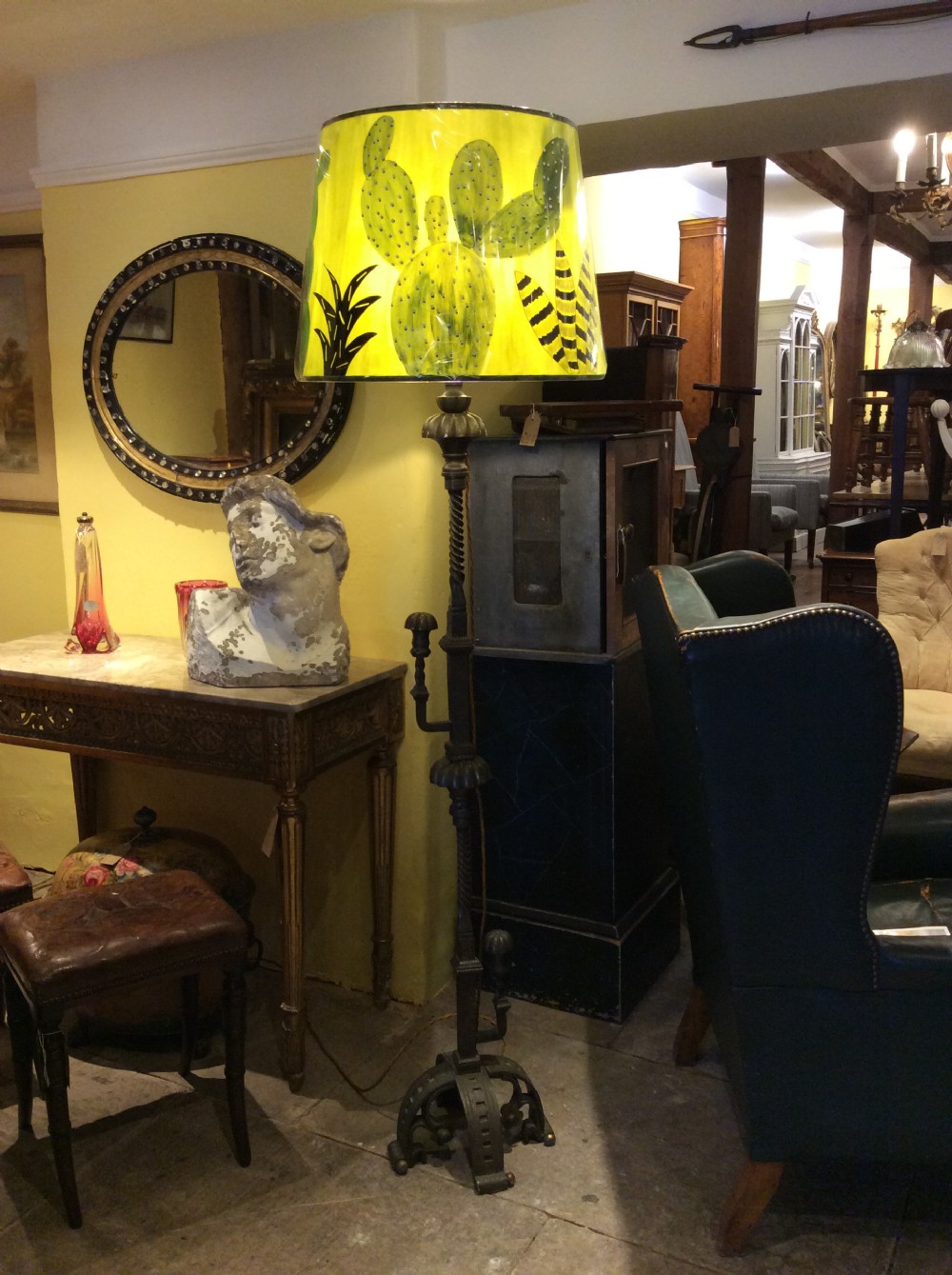 19thC heavy quality brass standard lamp View VII