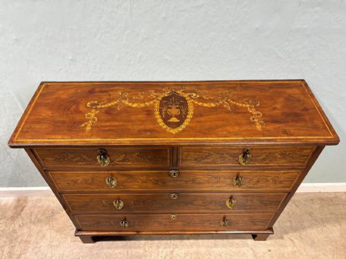 UNUSUAL 18TH C NARROW MAHOGANY CHEST OF DRAWERS - ADDITIONAL PHOTO 2
