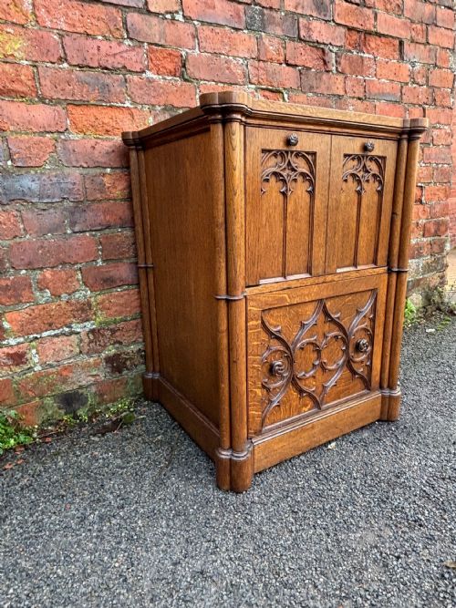 PAIR 19TH CENTURY GOTHIC REVIVAL BEDSIDES - ADDITIONAL PHOTO 2