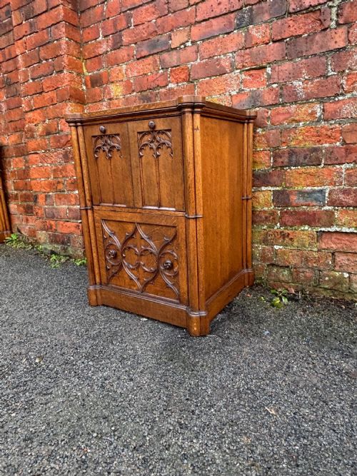 PAIR 19TH CENTURY GOTHIC REVIVAL BEDSIDES - ADDITIONAL PHOTO 3
