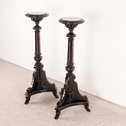 PAIR OF EBONISED HIGHLY DECORATIVE TORCHERES - ADDITIONAL PHOTO 3