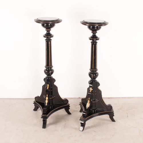 PAIR OF EBONISED HIGHLY DECORATIVE TORCHERES - ADDITIONAL PHOTO 5