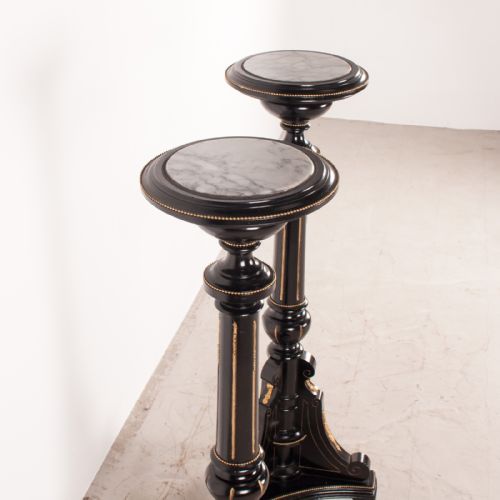 PAIR OF EBONISED HIGHLY DECORATIVE TORCHERES - ADDITIONAL PHOTO 11