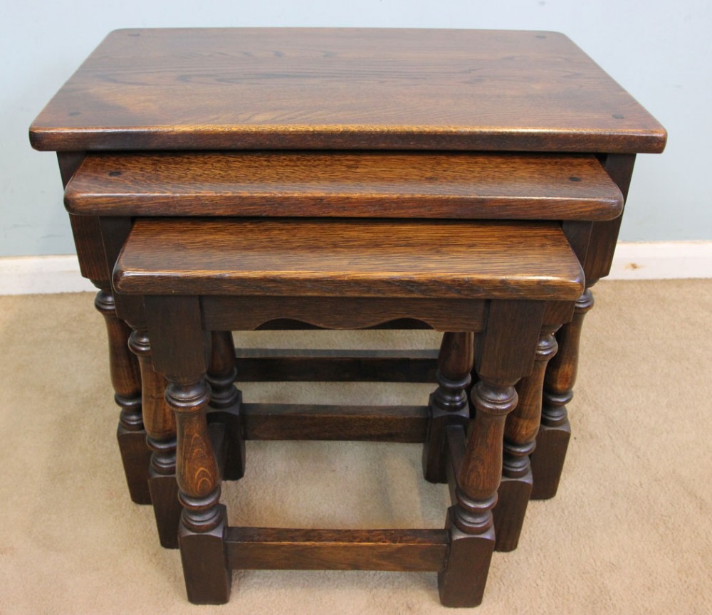 Oak Nest of Three Occasional Tables