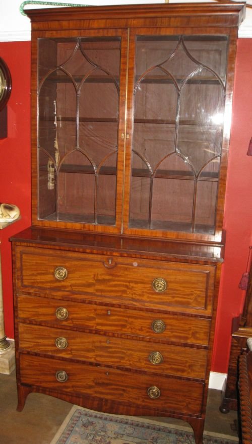 Regency Mahogany Secretaire Bookcase