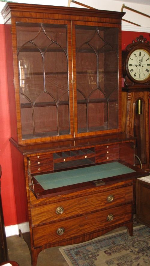 fig 1. regency mahogany secretaire bookcase