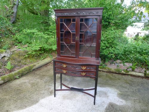 LATE VICTORIAN MAHOGANY ASTRAGAL GLAZED DISPLAY CABINET ON STAND - ADDITIONAL PHOTO 2