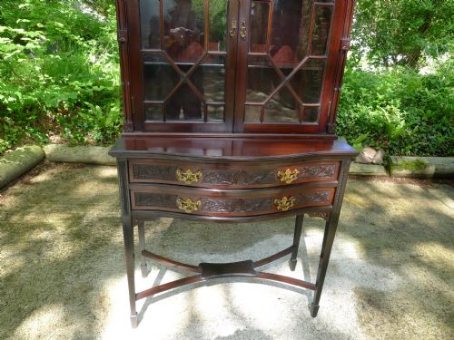 LATE VICTORIAN MAHOGANY ASTRAGAL GLAZED DISPLAY CABINET ON STAND - ADDITIONAL PHOTO 3