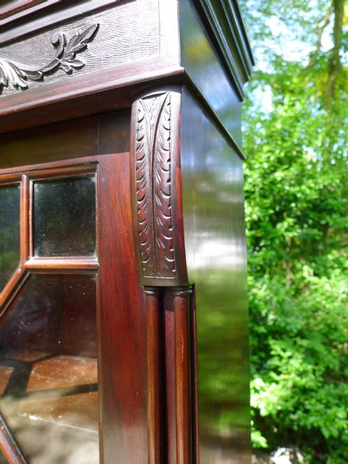 LATE VICTORIAN MAHOGANY ASTRAGAL GLAZED DISPLAY CABINET ON STAND - ADDITIONAL PHOTO 4