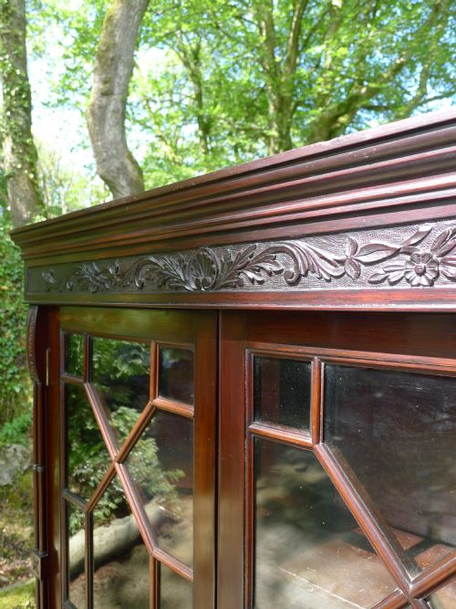 LATE VICTORIAN MAHOGANY ASTRAGAL GLAZED DISPLAY CABINET ON STAND - ADDITIONAL PHOTO 5