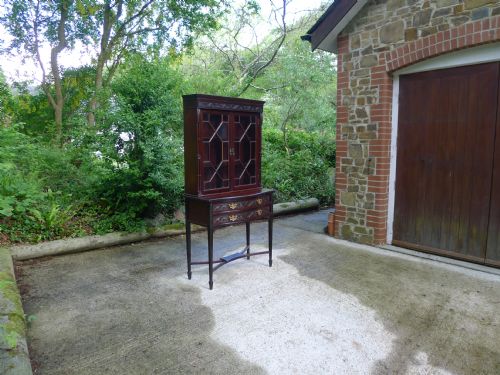 LATE VICTORIAN MAHOGANY ASTRAGAL GLAZED DISPLAY CABINET ON STAND - ADDITIONAL PHOTO 9