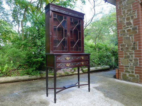 LATE VICTORIAN MAHOGANY ASTRAGAL GLAZED DISPLAY CABINET ON STAND - ADDITIONAL PHOTO 10