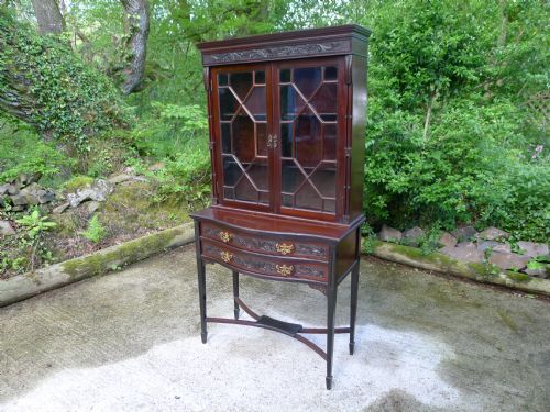 LATE VICTORIAN MAHOGANY ASTRAGAL GLAZED DISPLAY CABINET ON STAND - ADDITIONAL PHOTO 12