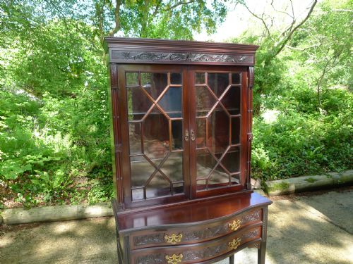 LATE VICTORIAN MAHOGANY ASTRAGAL GLAZED DISPLAY CABINET ON STAND - ADDITIONAL PHOTO 13