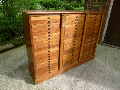 fig 2. A 60 DRAWER WALNUT WATKINS AND DONCASTER COLLECTORS CABINET CIRCA 1930.