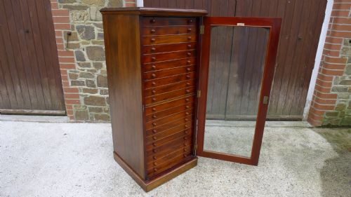 A Good 20 Drawer, Continental Depth Collectors Cabinet by Hills of Willesden, London. Circa 1900.