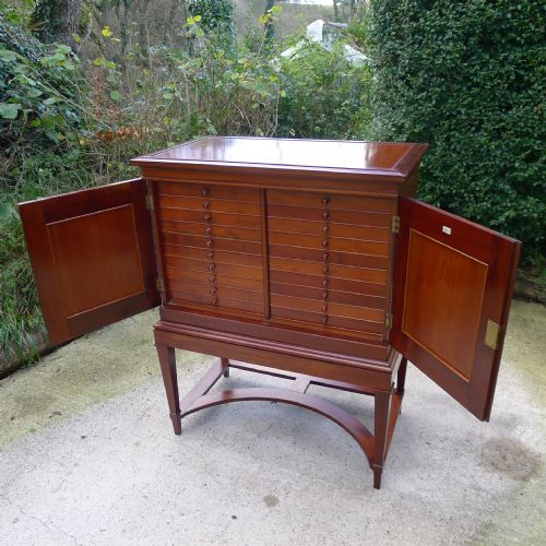 A Magnificent Solid Mahogany 20 Drawer Collectors Cabinet by Jansen, Gt Russell St. London W.c. Circa 1895