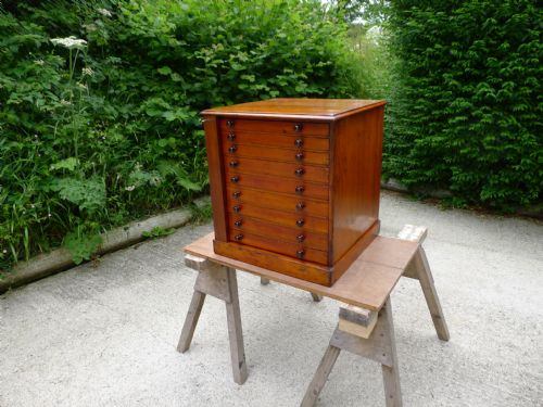 fig 1. A GOOD VICTORIAN POLISHED DEAL GRADUATED COLLECTORS CABINET CIRCA 1890.