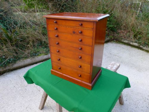 fig 2. A 7 DRAWER VICTORIAN DEAL COLLECTORS CABINET BY HARRODS OF LONDON. CIRCA 1890
