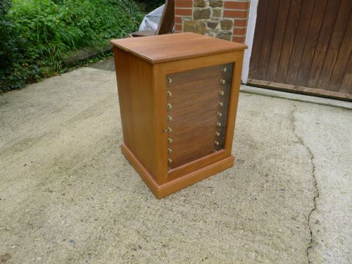 An Excellent 10 Drawer Mahogany Butterfly Collectors Cabinet