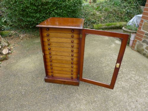 A GOOD 12 DRAWER WD DEAL AND MAHOGANY COLLECTORS CABINET CIRCA 1890 - ADDITIONAL PHOTO 4