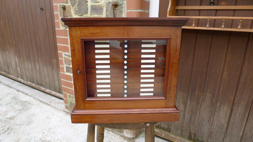 A SUPERB QUALITY, SOLID MAHOGANY MEDAL COLLECTORS CABINET ATTRIBUTED TO MESSRS HOLLAND & SONS. CIRCA 1900. View II