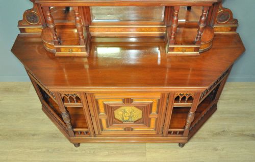 fig 3. Large Antique Walnut Aesthetic Sideboard Dresser, Manner of Lambs of Manchester