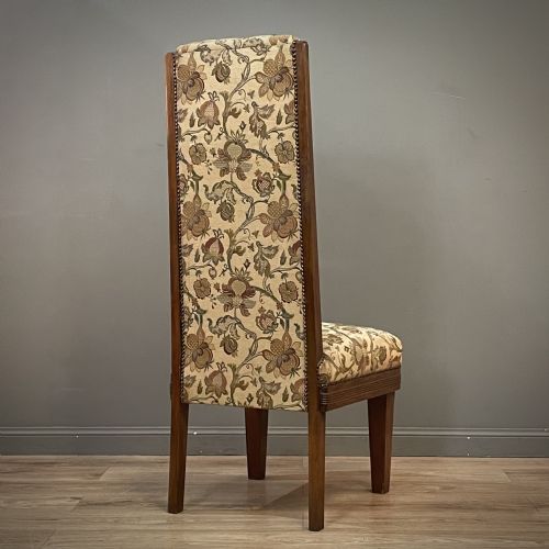 ATTRACTIVE ANTIQUE HIGH BACK WALNUT UPHOLSTERED BEDROOM NURSING CHAIR - ADDITIONAL PHOTO 4