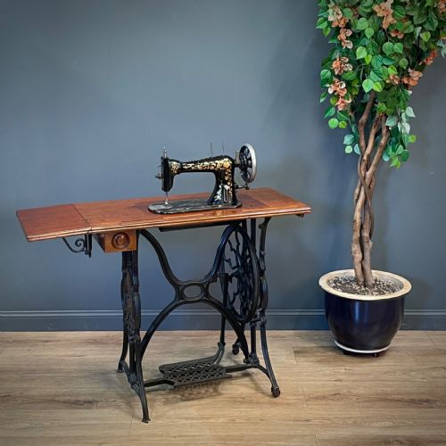 Rare Antique Victorian Kimball & Morton Oscillator Sewing Machine Cast Iron Base