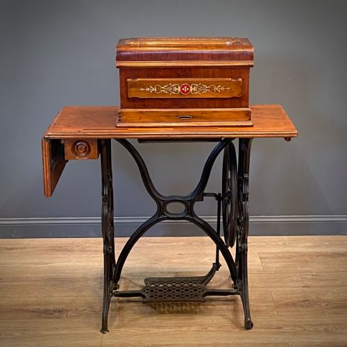 fig 2. Rare Antique Victorian Kimball & Morton Oscillator Sewing Machine Cast Iron Base