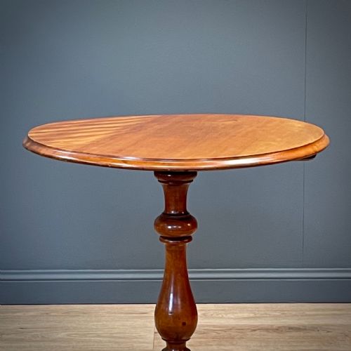 ATTRACTIVE ANTIQUE VICTORIAN SMALL SATIN BIRCH PEDESTAL CIRCULAR OCCASIONAL TABLE - ADDITIONAL PHOTO 5