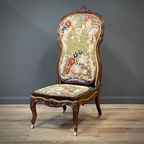 fig 1. Superb High Backed Antique Victorian Carved Rosewood Upholstered Chair