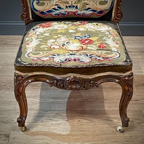 fig 2. Superb High Backed Antique Victorian Carved Rosewood Upholstered Chair