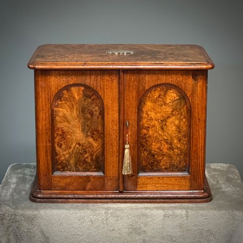 fig 2. Attractive Antique Victorian Burr Walnut Cutlery Cabinet