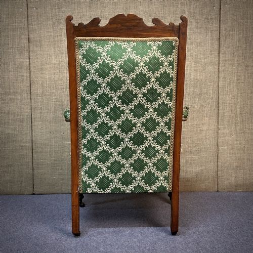 ATTRACTIVE ANTIQUE VICTORIAN CARVED MAHOGANY ARMCHAIR FOR REUPHOLSTERY - ADDITIONAL PHOTO 8